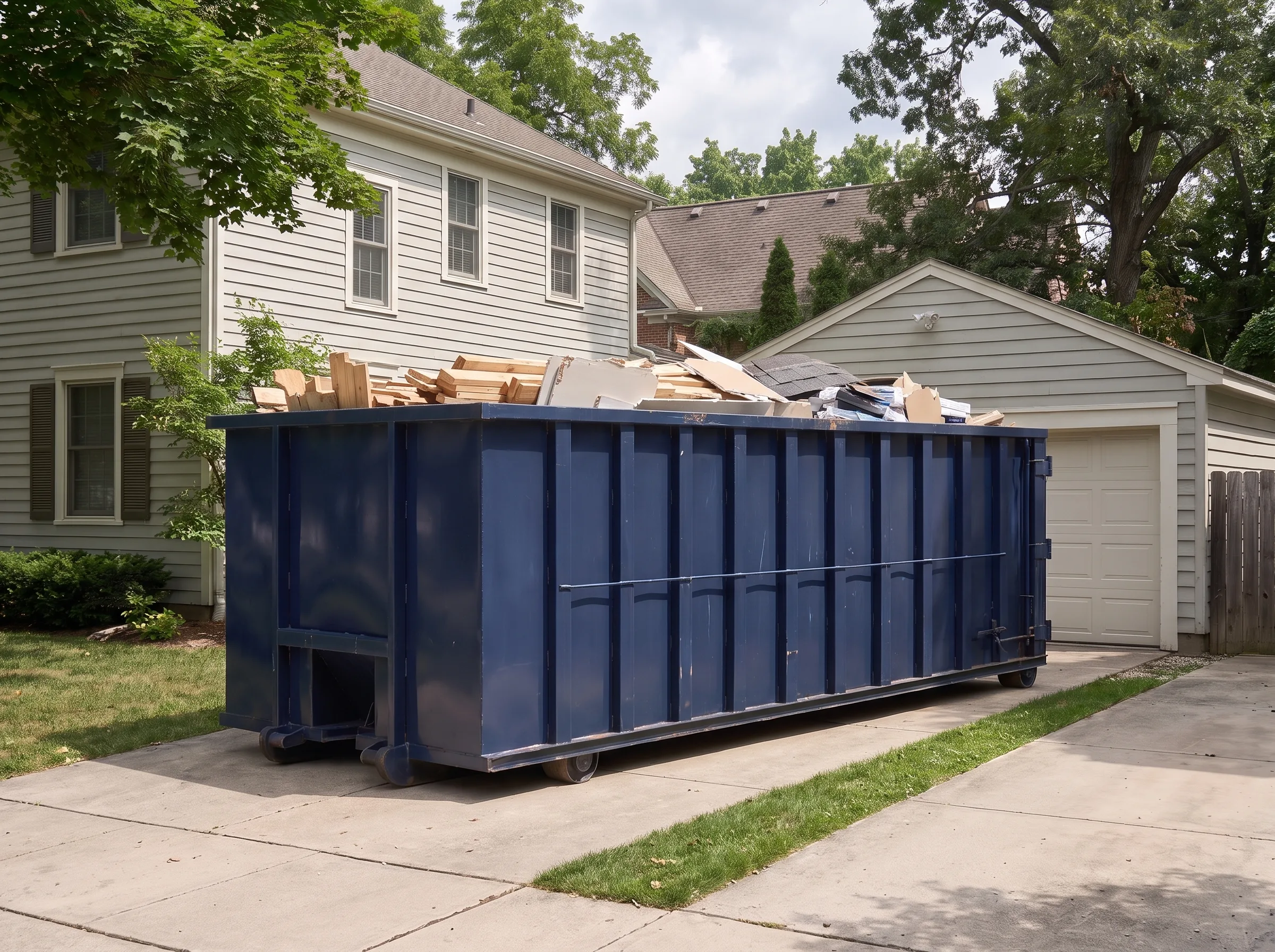 Roll-off dumpster being loaded in Cook County, IL